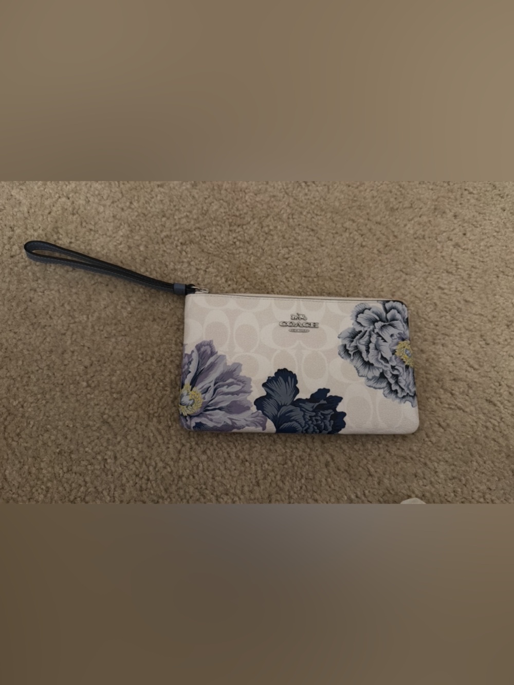 Coach Navy Interior White-Trim Zip Pouch